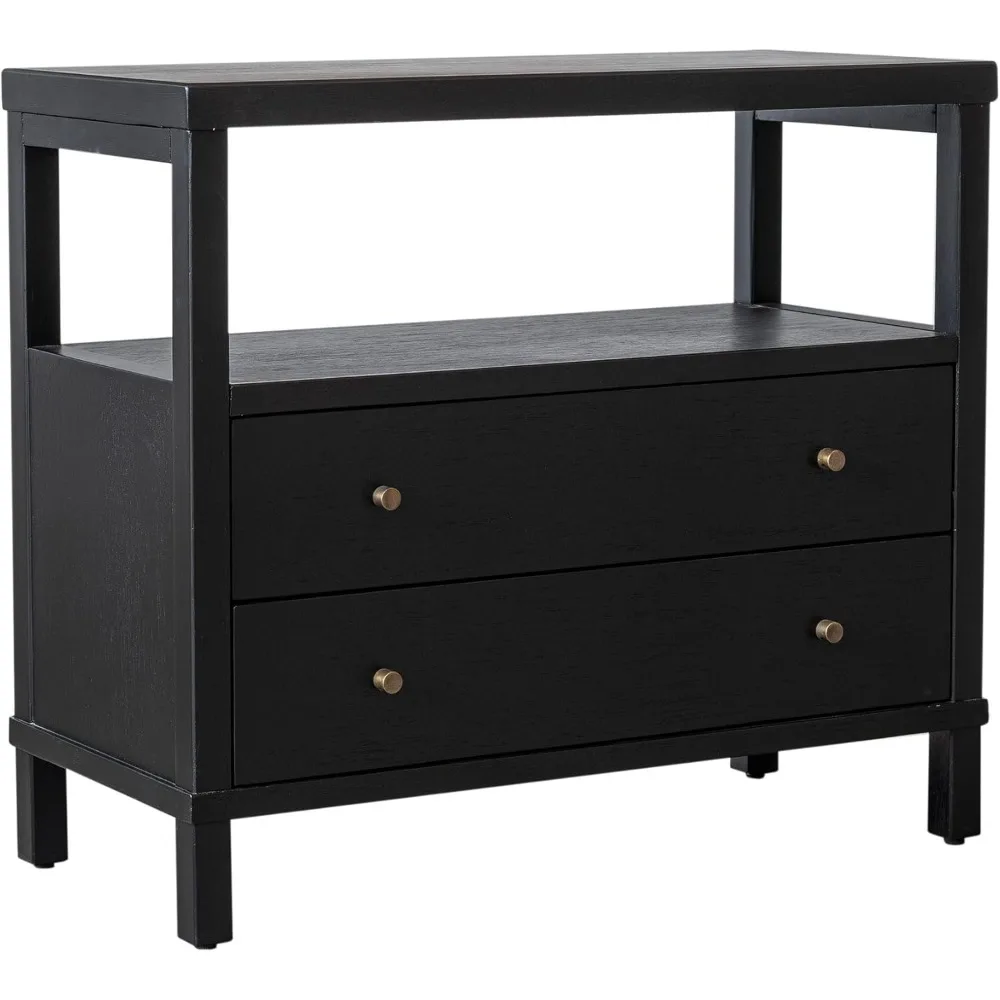 Indigo Road by Egypt Sherrod Gemma 2 Drawer Nightstand Solid Bayur Wood Bedside Table with Open Shelf,