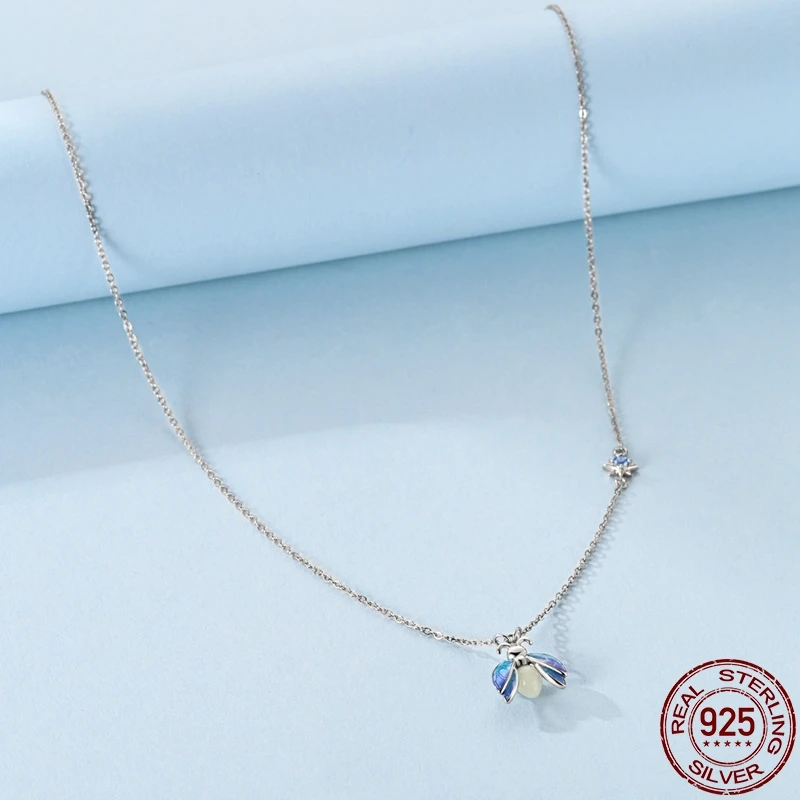 925 Sterling Silver Snake Multi-Hoop Heart Necklace Noctilucent Fireflies Necklace Wedding Party Jewelry For Women Necklace Gift