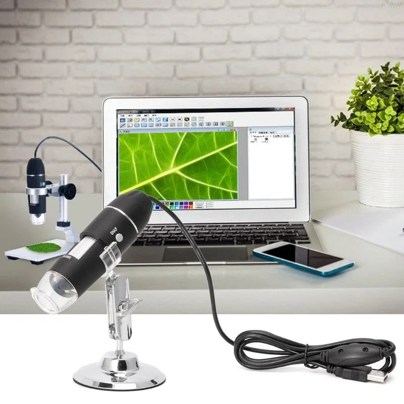 1600X USB Digital Microscope Camera Endoscope 8LED Magnifier with Metal Stand L&K Dropship