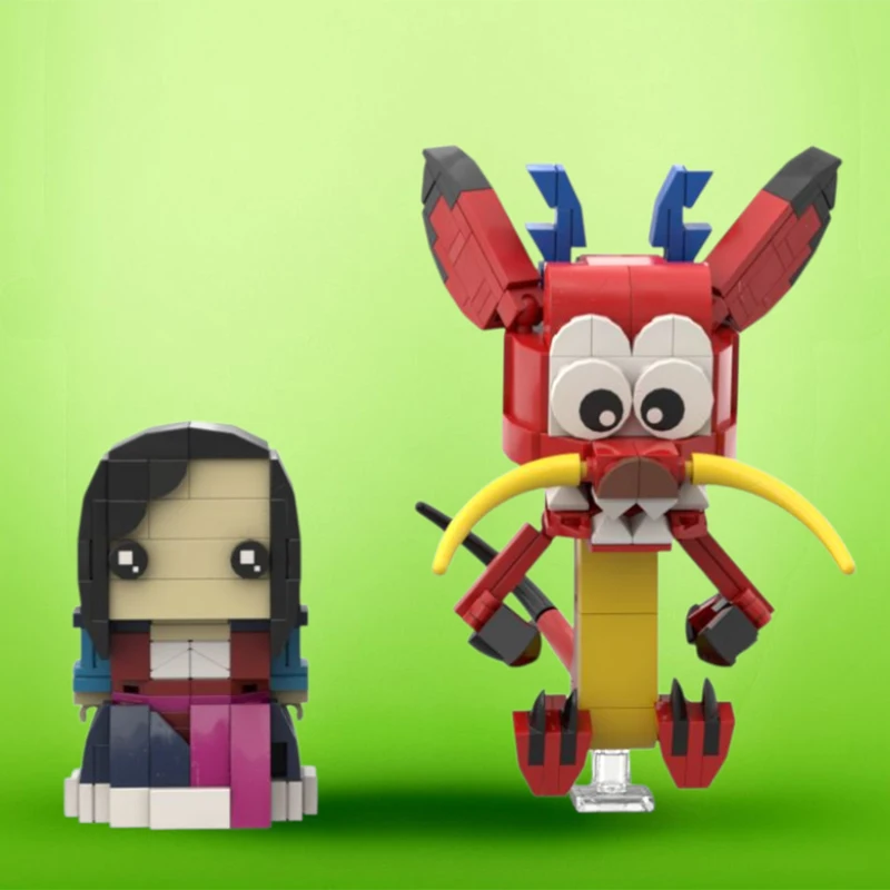 

359 шт. MOC Mulanes et Mushus Brickheadz строительные блоки искра творчество на Рождество время здания Рождественский подарок