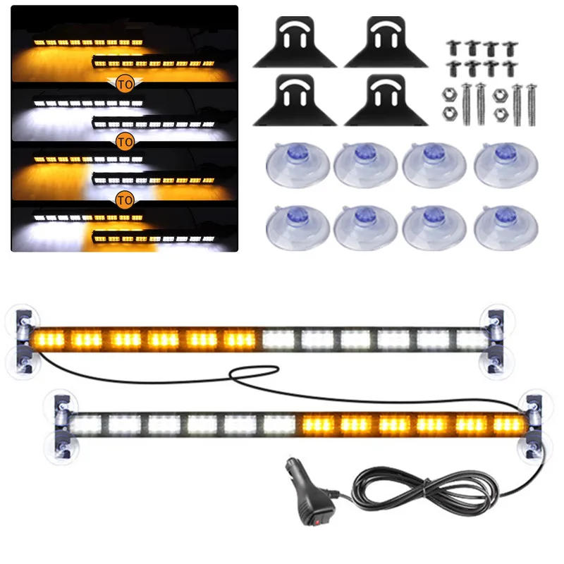 2PC LED Visor Windshield Strobe Light Bar Emergency Hazard Warning Signal Lamp 12V 24V Car Flash Strobe Light for Auto