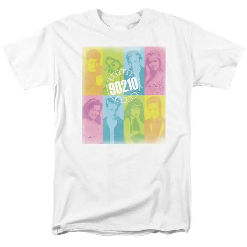 Beverly Hills 90210 T Shirt Color Block Cast White