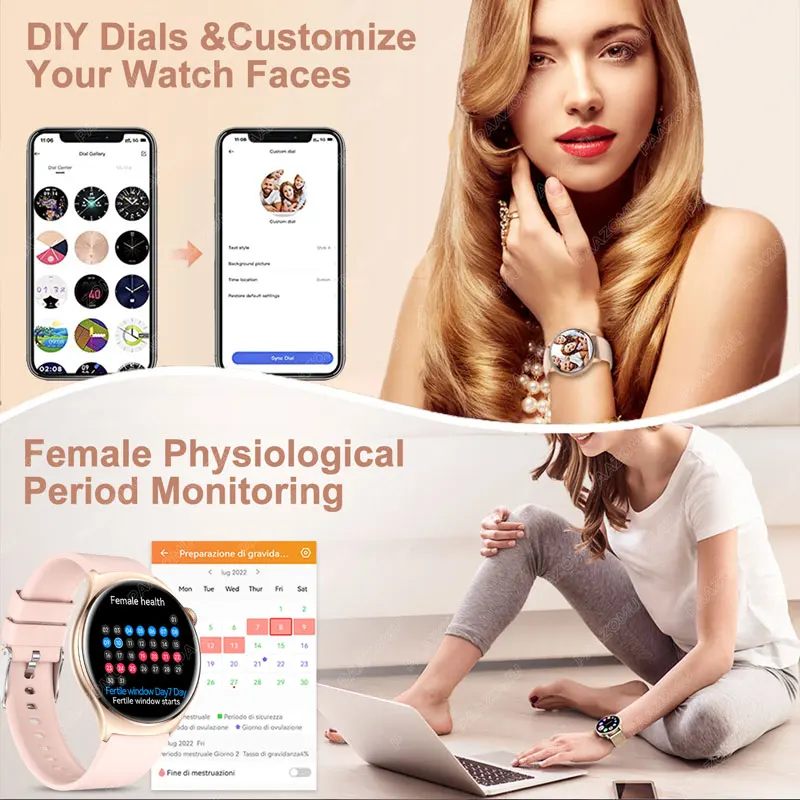 Смарт-часы AMOLED 2025, женский экран, всегда показать время, 466*466 HD, трекер здоровья, умные часы с голосовым вызовом, женские умные часы для Android iOS