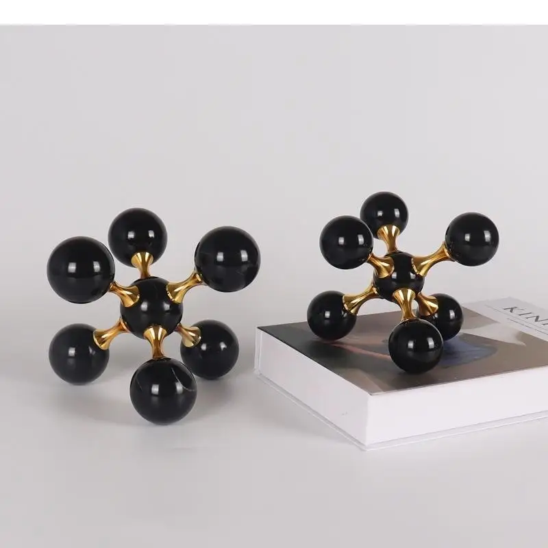 Molecular Model Natural Marble Alloy Material Desk Ornaments Decorative Modern Crafts Sculpture Home Decoration