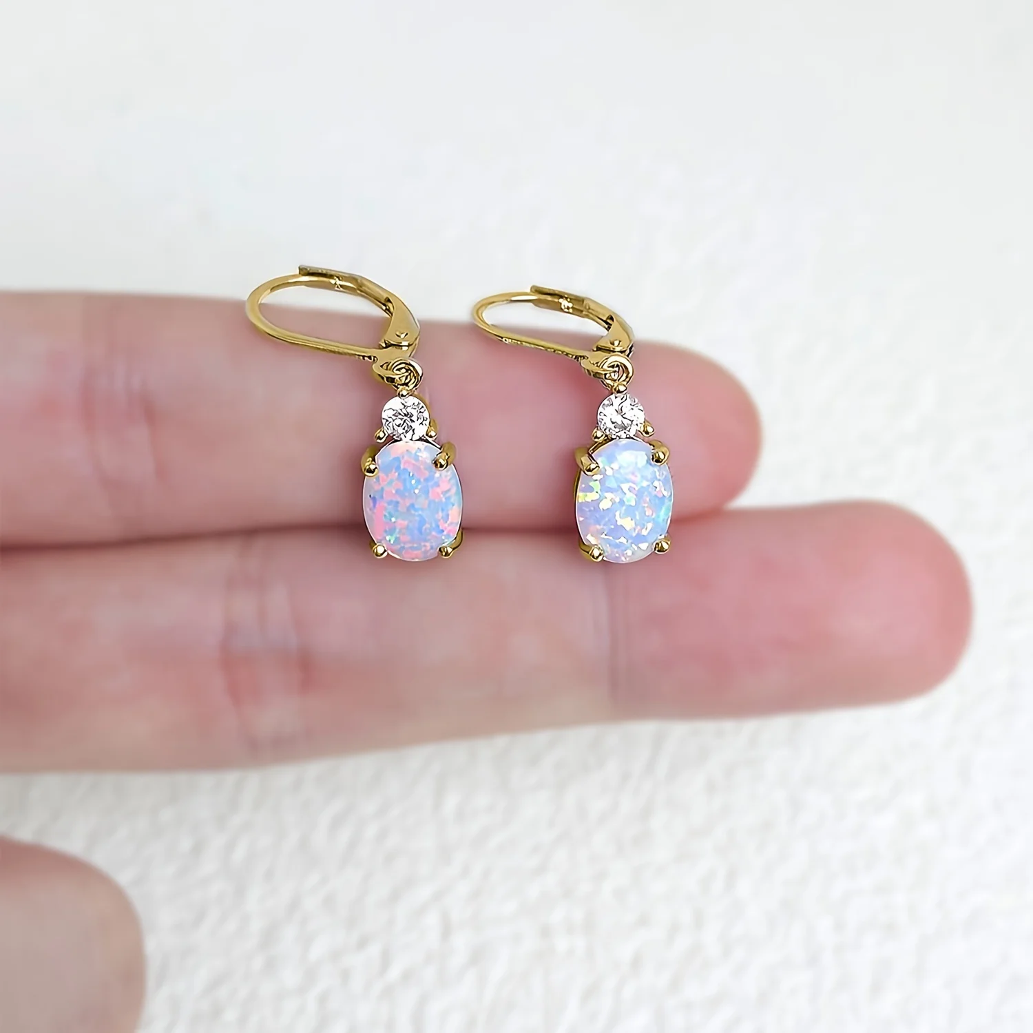 [Boho-Chic| Elegant] Valentine's Day Gift| Elegant Boho-Chic Opal Egg-Shaped Dangle Earrings for Women| Hypoallergenic Copper Hooks, Versatile Charm Jewelry