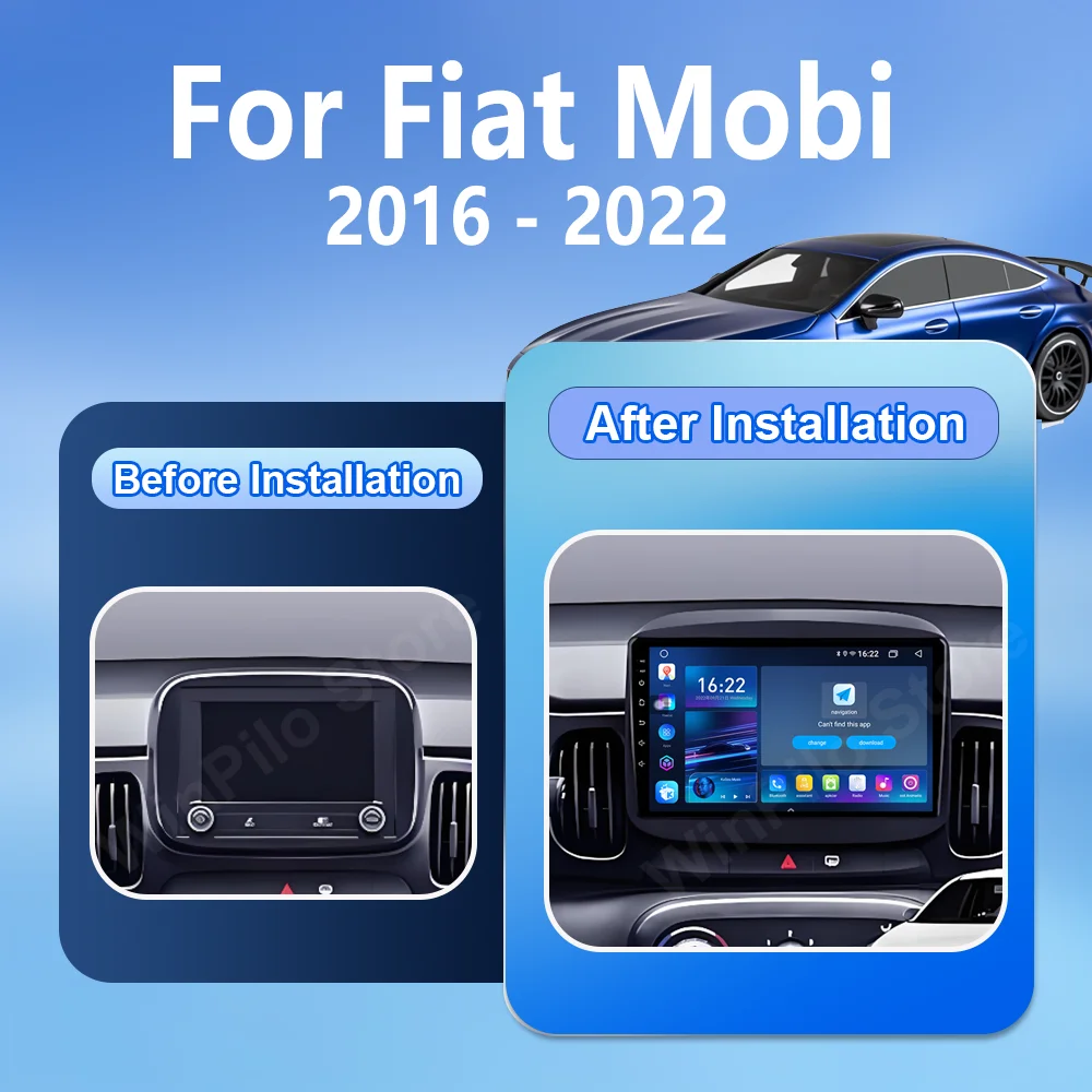 Android 16 Carpaly Navigation GPS For Fiat Mobi 2016 2017 2018 2019 2020 2021 2022 Auto Multimedia Video Player Touch Screen Car
