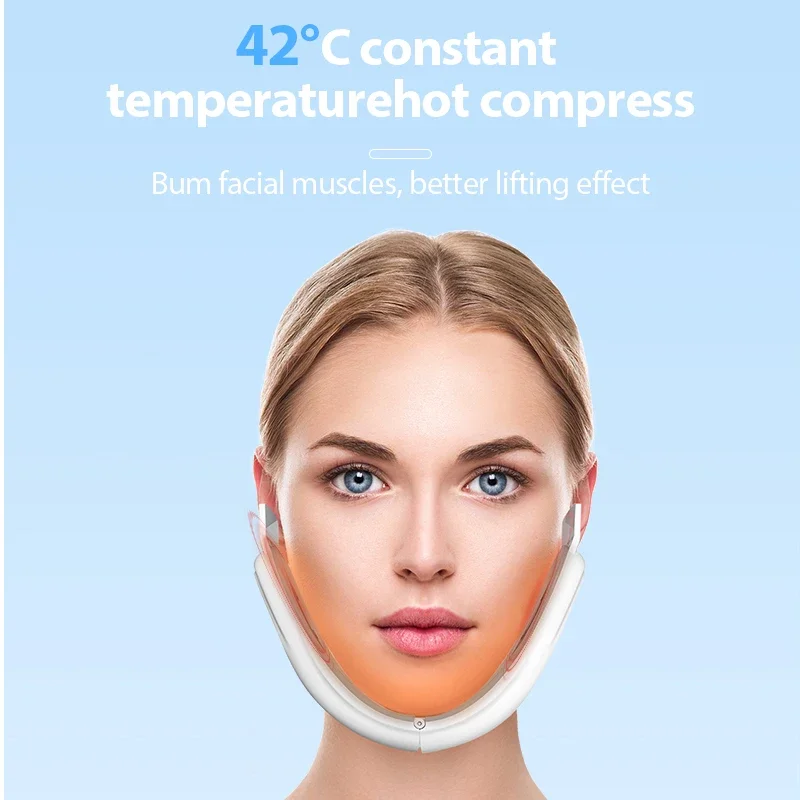 جهاز شد الوجه بالضوء الأحمر لتجديد شباب البشرة على شكل حرف V مدلك الوجه للذقن المزدوجة مع أداة تجميل الوجه للتحكم عن بعد #4