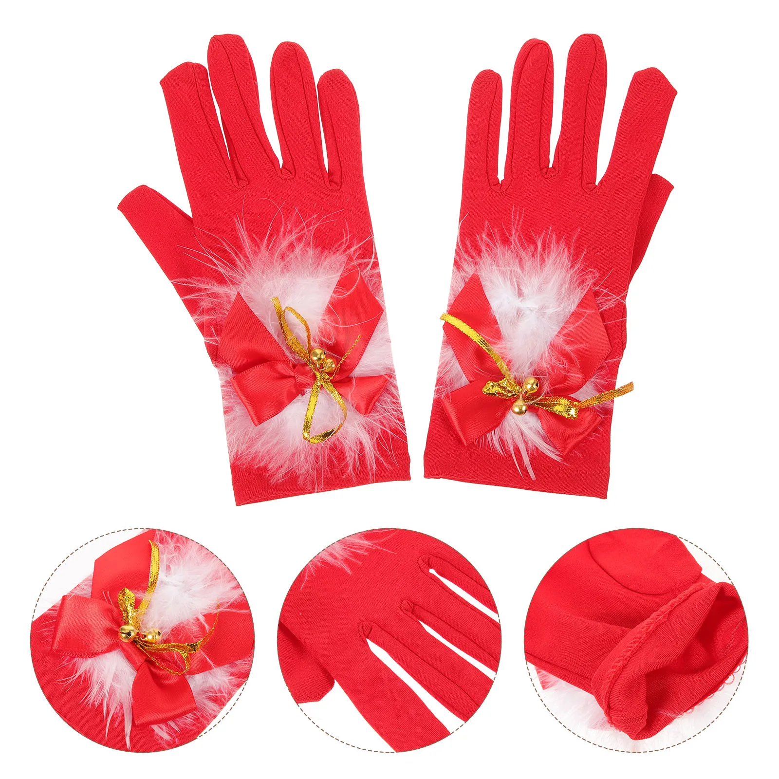 

1Pair Christmas Gloves Women Short Furry Warm Winter Full Finger Party Xmas Costume Christmas Gloves Party Favors