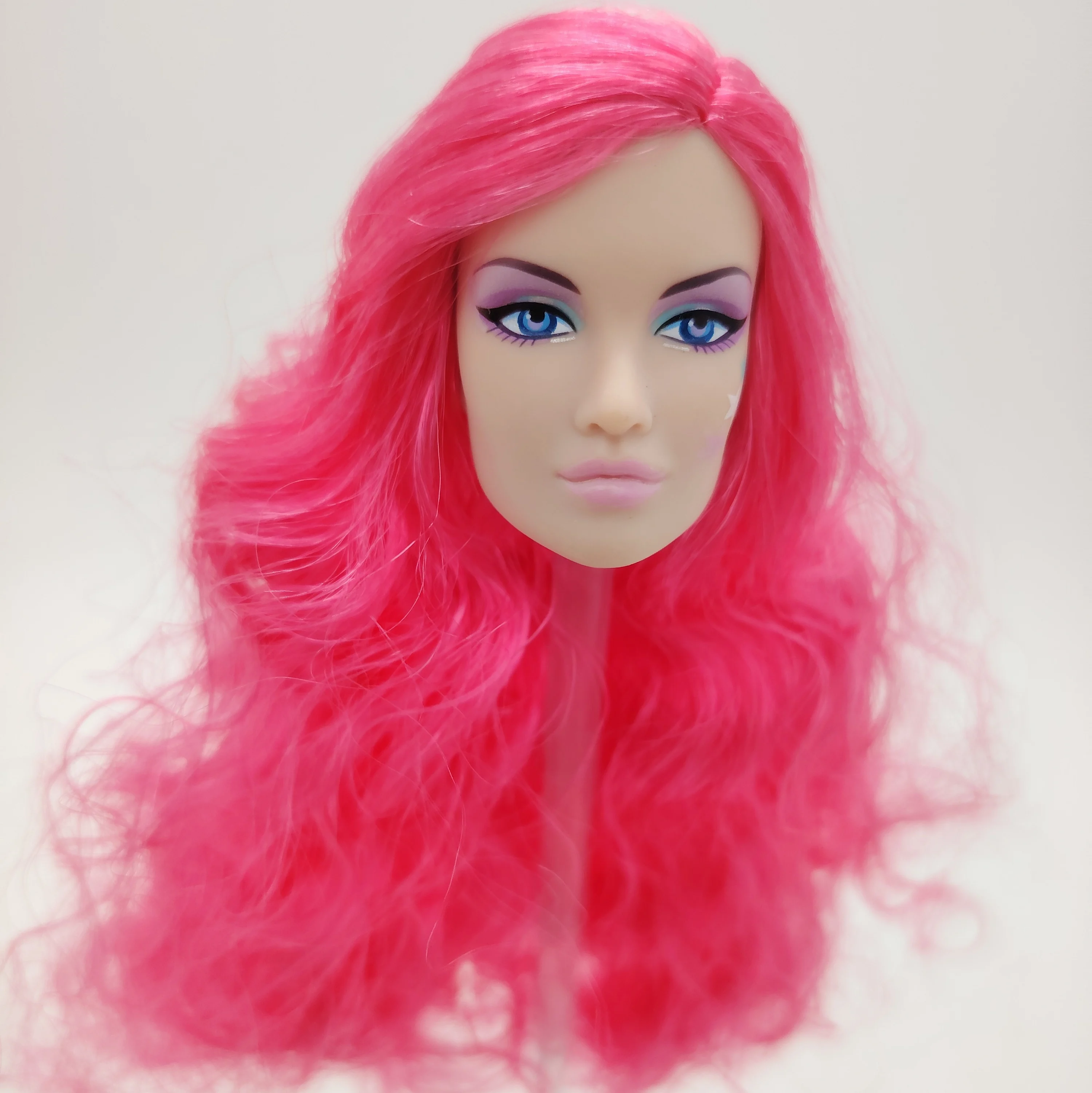 

Fashion Royalty 1/6 Scale Pink Hair Reroot Jem And The Holograms Japan Skin Doll Head OOAK