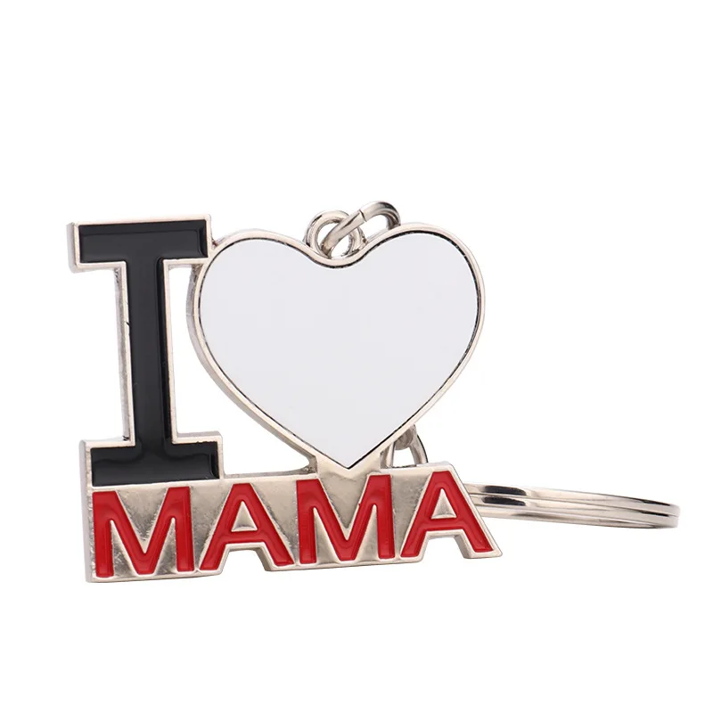 Sublimation Blank Keychain Creative Love MAMA&PAPA Letters Keychain For Customized Mon Dad Gift