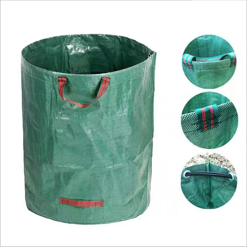 Large Capacity Heavy Duty Garden Waste Bag Durable Reusable Waterproof PP Yard Leaf Weeds Grass Container Storage