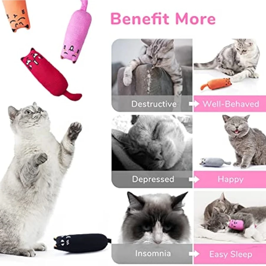 Rustle Sound Catnip Toy Cats Product For Pets Cute Cat Toys For Kitten Teeth Grinding Cat Plush Toy Thumb Pillow Pet Accessories