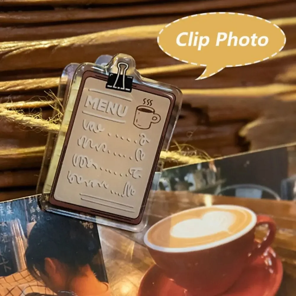 Binder คลิป Kawaii กาแฟอะคริลิคคลิปเครื่องเขียน Vintage เครื่องเขียนกระดาษทดสอบคลิป Creative Retro กาแฟกระดาษคลิป Journal