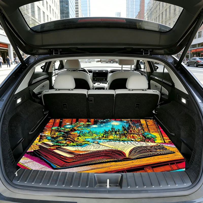 1 Dreamy Castle Pattern Car Trunk Mat, Colorful Design, Suitable For SUVs, Adding Artistic Touch To The Interior, Easy To Clean