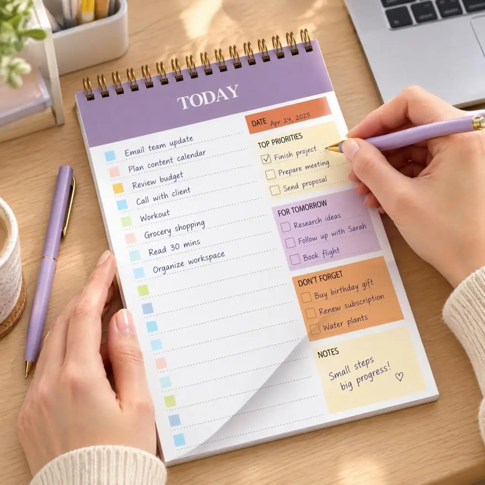 Daily Planner Writing Pad, A5 Size To-do List Notepad, Productivity Planning Tool for Office Home Time Management Work Planner