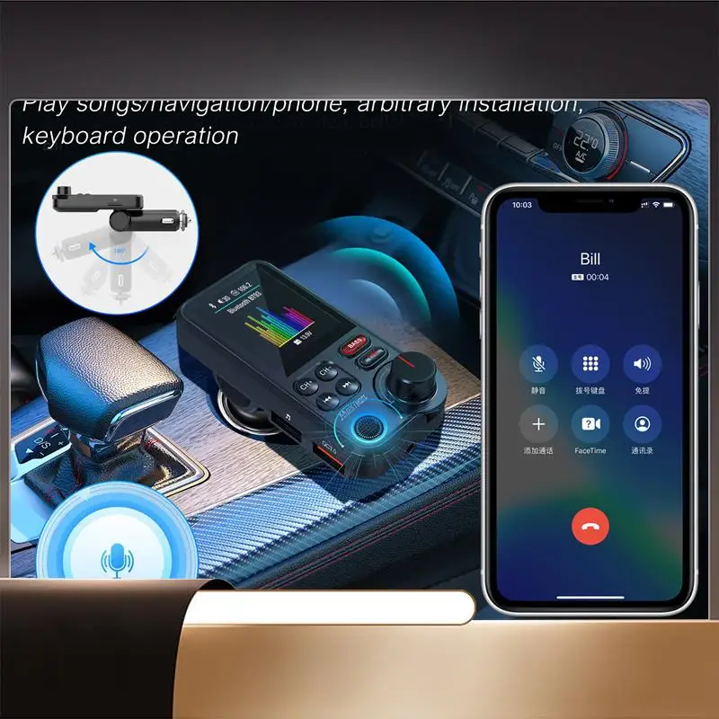 BT93 Car Mp3 Player U Disk Music Bluetooth 5.0 FM Transmitter EQ Mode Adjustment USB Car Fast Charge-X64A