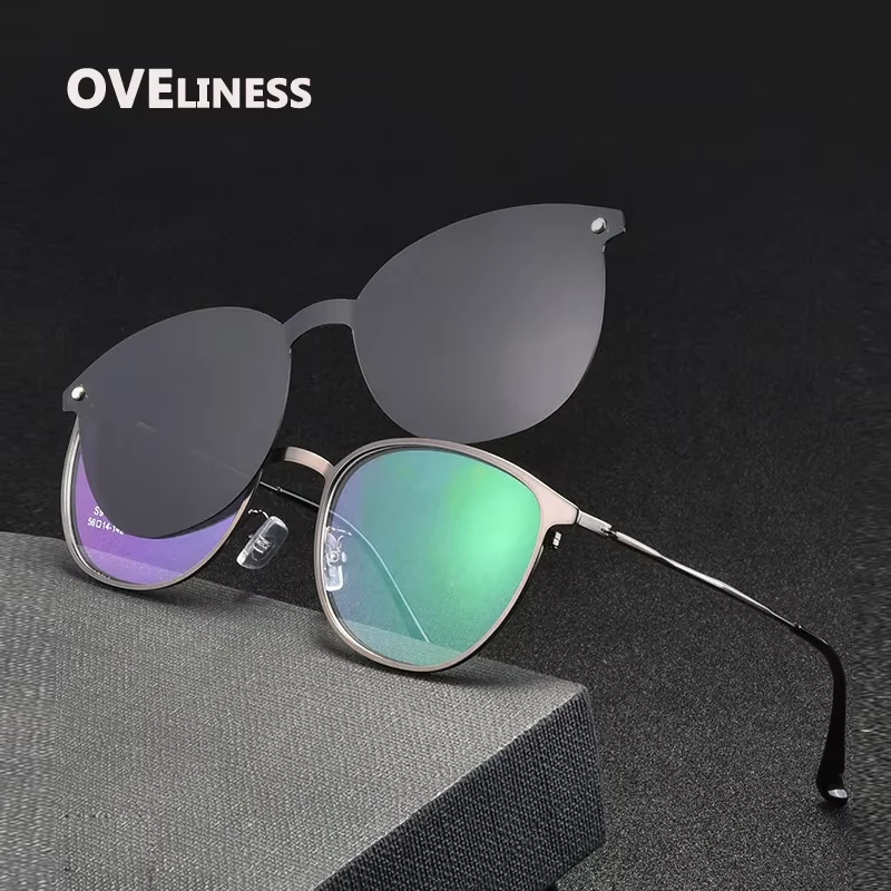 

Retro Eyeglasses frames Polarized Magnet Clip on glasses frame men women Myopia Prescription Glasses Optical sunglasses Eyewear