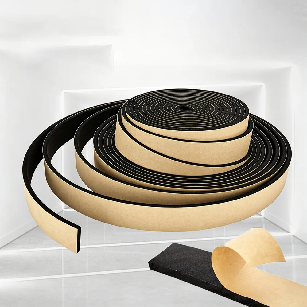 Self Adhesive Sponge Rubber Seal Strip EPDM Foam Weather Stripping for Doors Windows Soundproofing Single-Sided Adhesive Tape