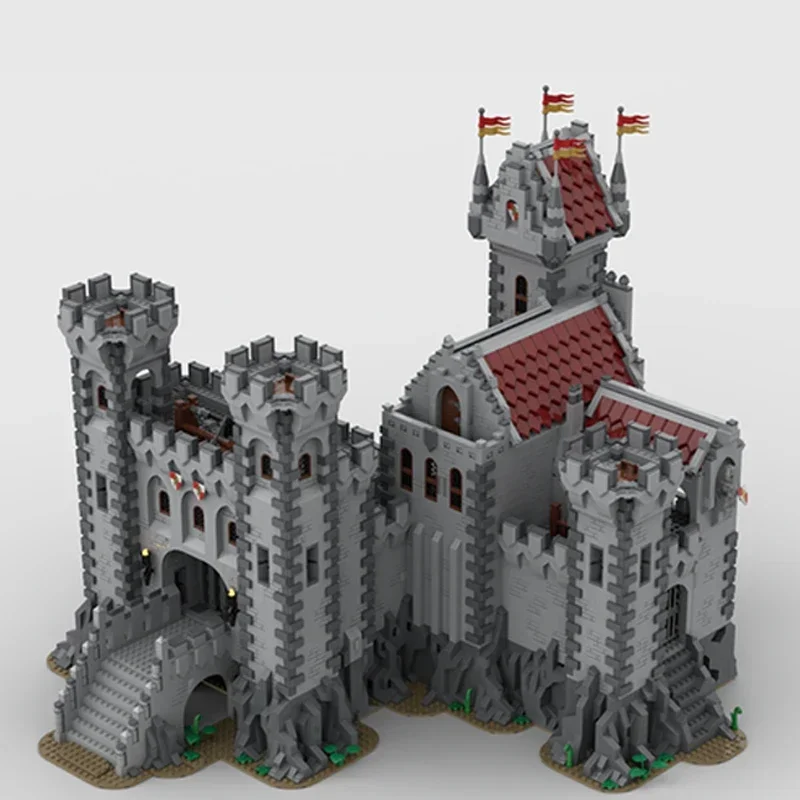 Red Lion Castle 2 Technical Bricks, MOC Building Blocks Modelo Street View Montagem DIY Brinquedos de construção para crianças Presentes de férias