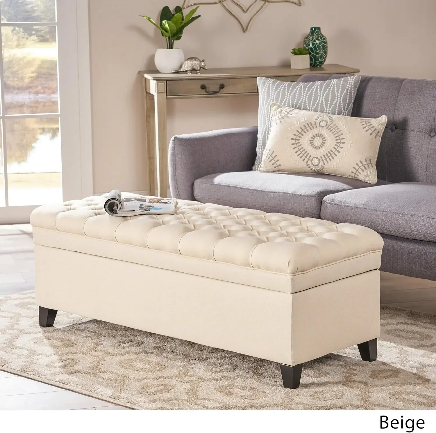 

Juliana Fabric Storage Ottoman, Beige