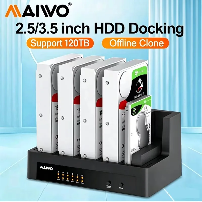 MAIWO 5 Bay Offline Clone External Hard Drive Enclosure 2.5
