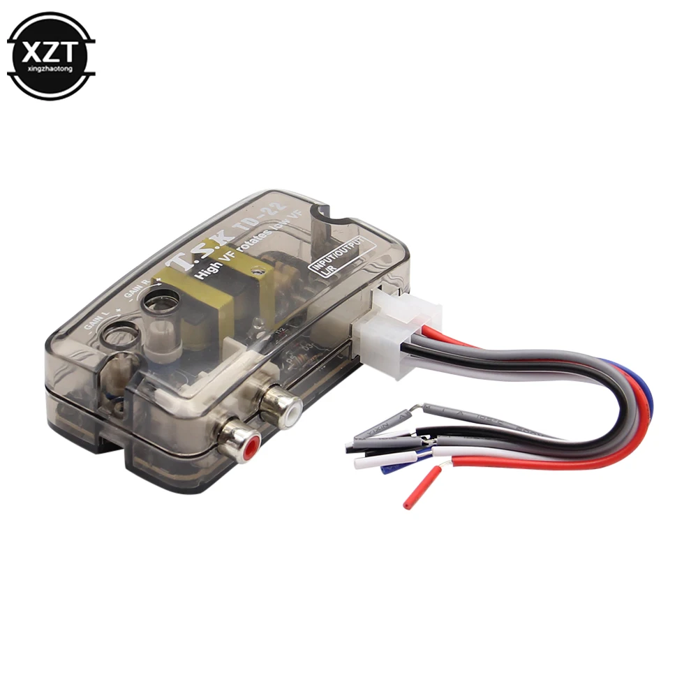 1PC Neue Auto Auto Audio Konverter 12V RCA Stereo High Zu Low Einstellbare Frequenz Linie Lautsprecher Ebene Adapter mit Verzögerung Funktion