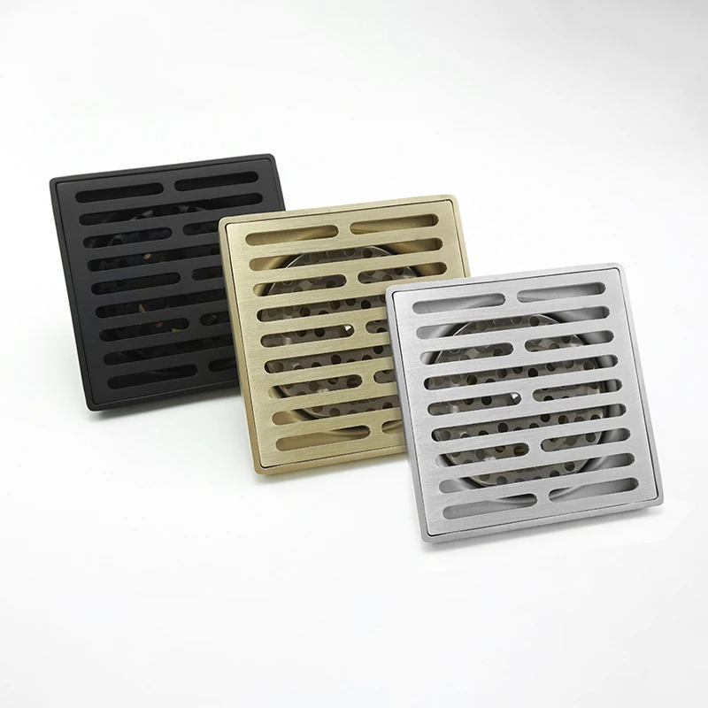 Imagem -02 - Piso Dreno de Água Cobrir Esconder Preto Fosco Escovado Ouro Banheiro Cozinha Jardim Varanda Piso Dreno Resíduos Aço Inoxidável 10cm