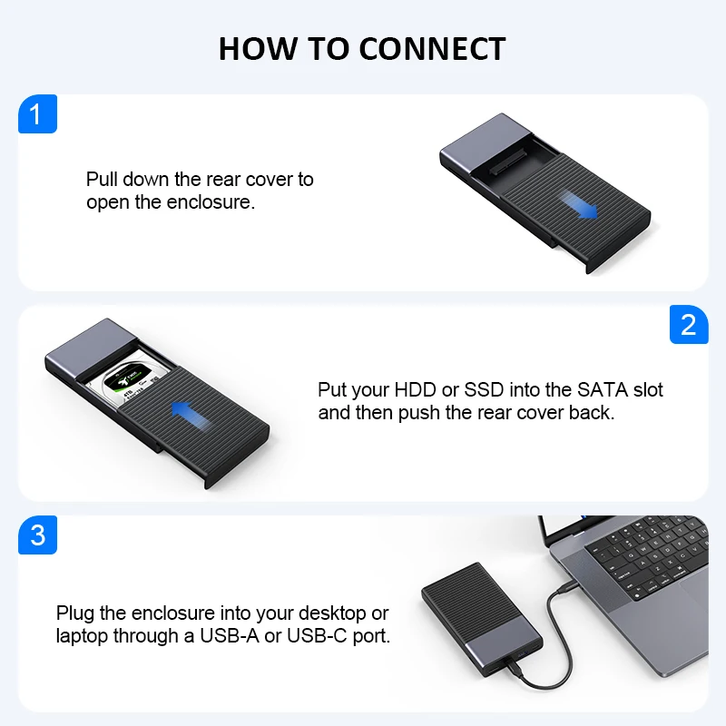 Colorii adaptor tipe C, dengan perangkat keras 2.5 SATA ke USB 3.0 untuk Disk SSD eksternal HDD
