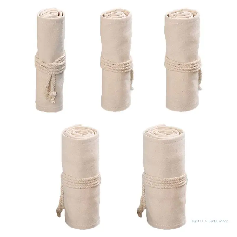 

M17F 12/24/36/48/72 Holes Canvas Roll Up Pen Curtain Pencil Bag for Case Makeup Wrap Holder Storage
