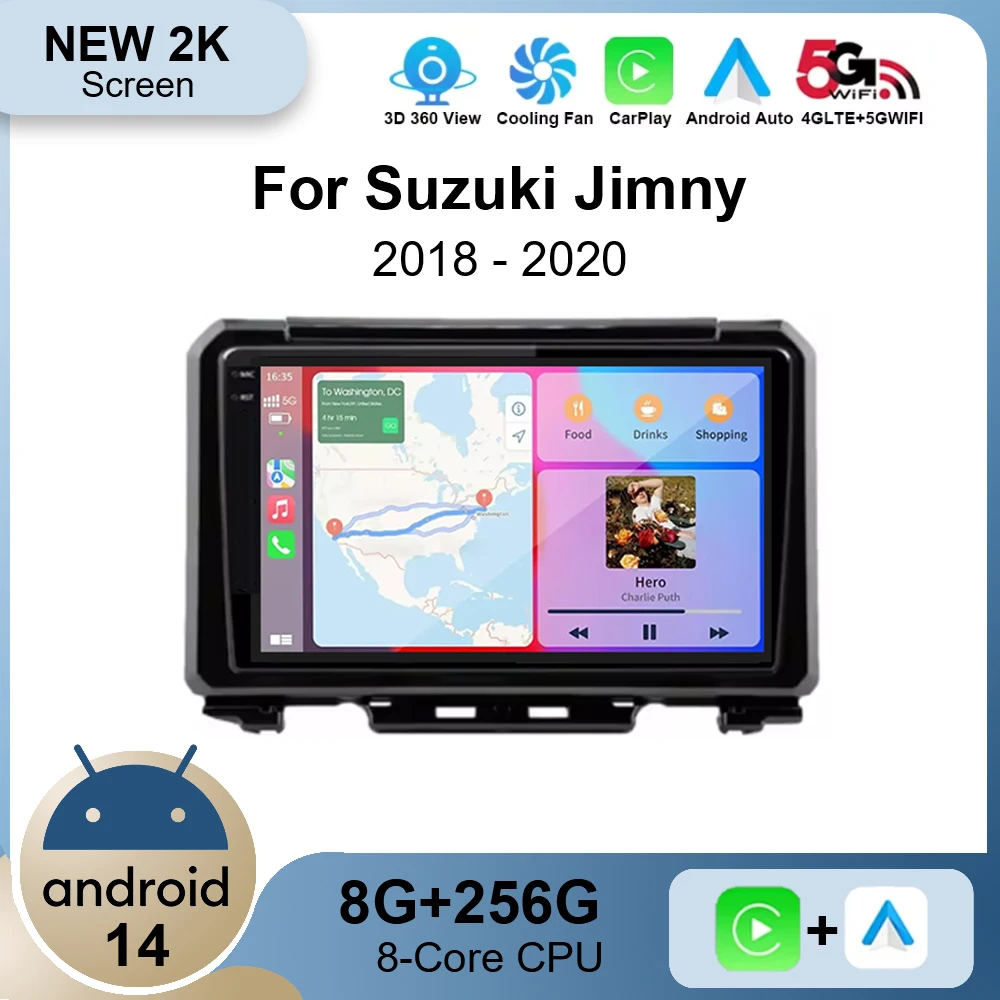 Android 14 Carplay Car Radio For Suzuki Jimny 2018 2019 2020 Navigation GPS Multimedia Player stereo BT DSP wifi+4G Auto No DVD