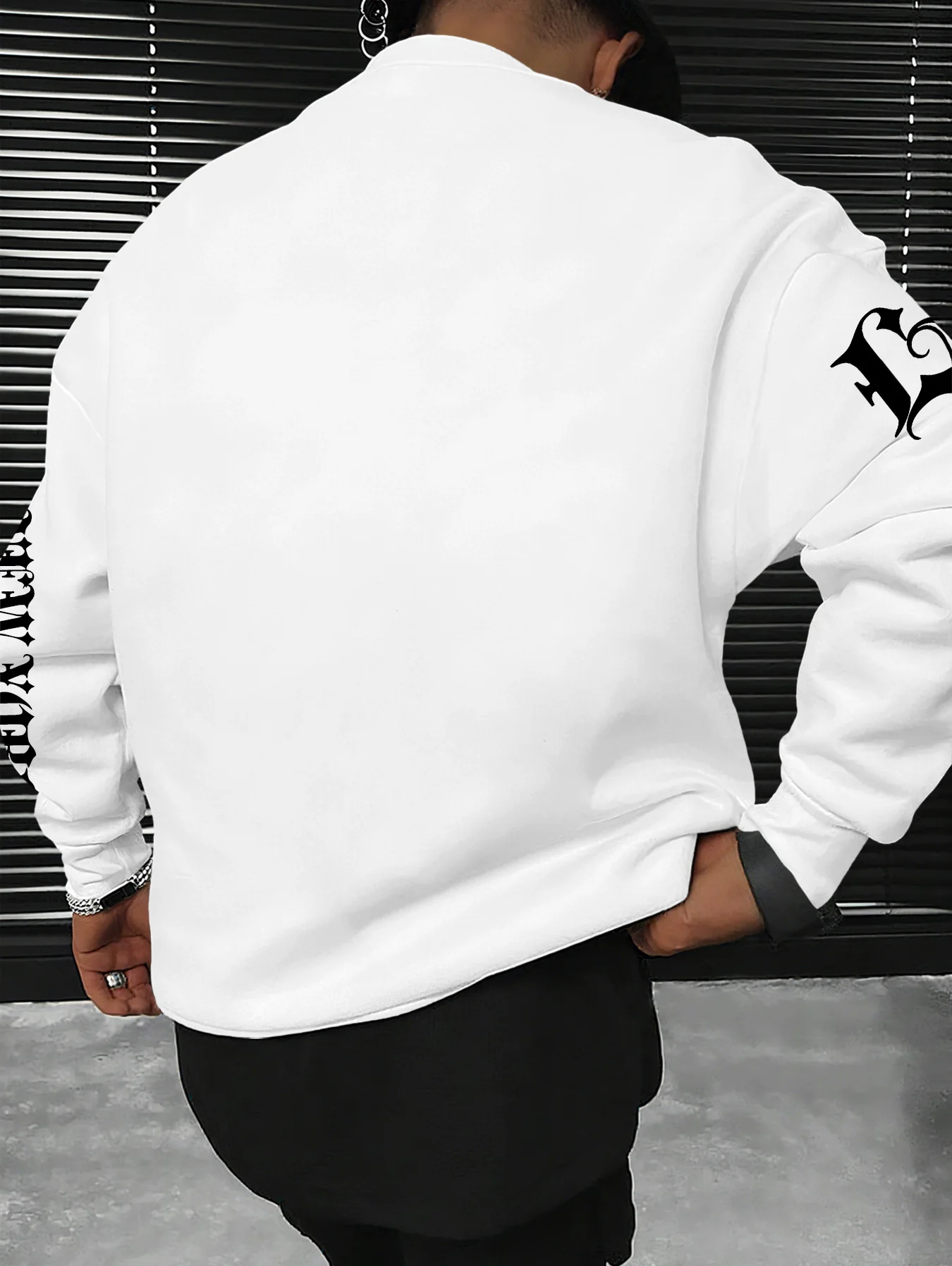 Übergroßer Herren-Sweatshirt mit überschnittenen Schultern, Brooklyn Gothic Slogan Textdruck, Street Pullover – Detail 7