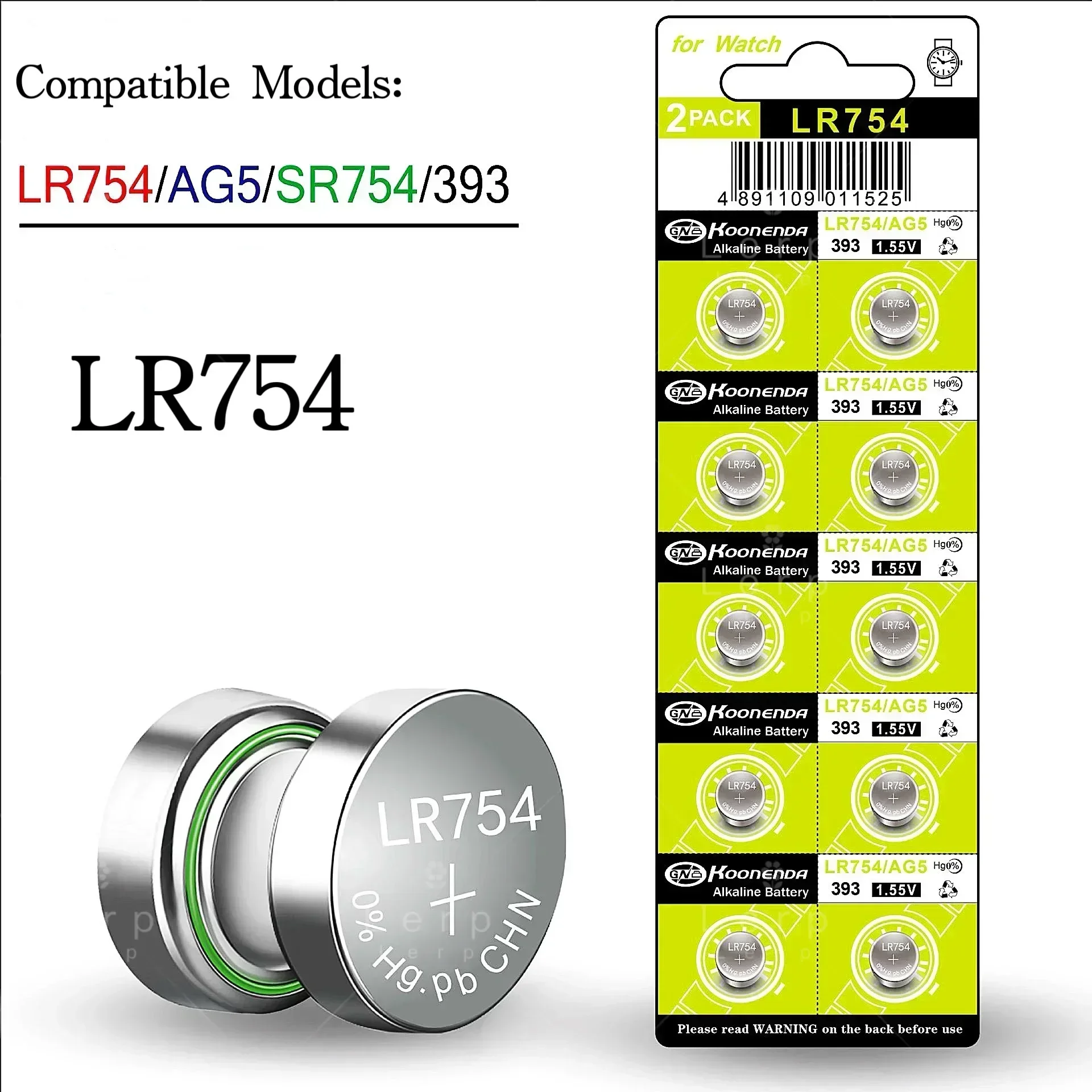 

AG5 LR754 Coin Cell Battery 393A L754F Electronic SR754SW Hearing Aid Electronic Battery