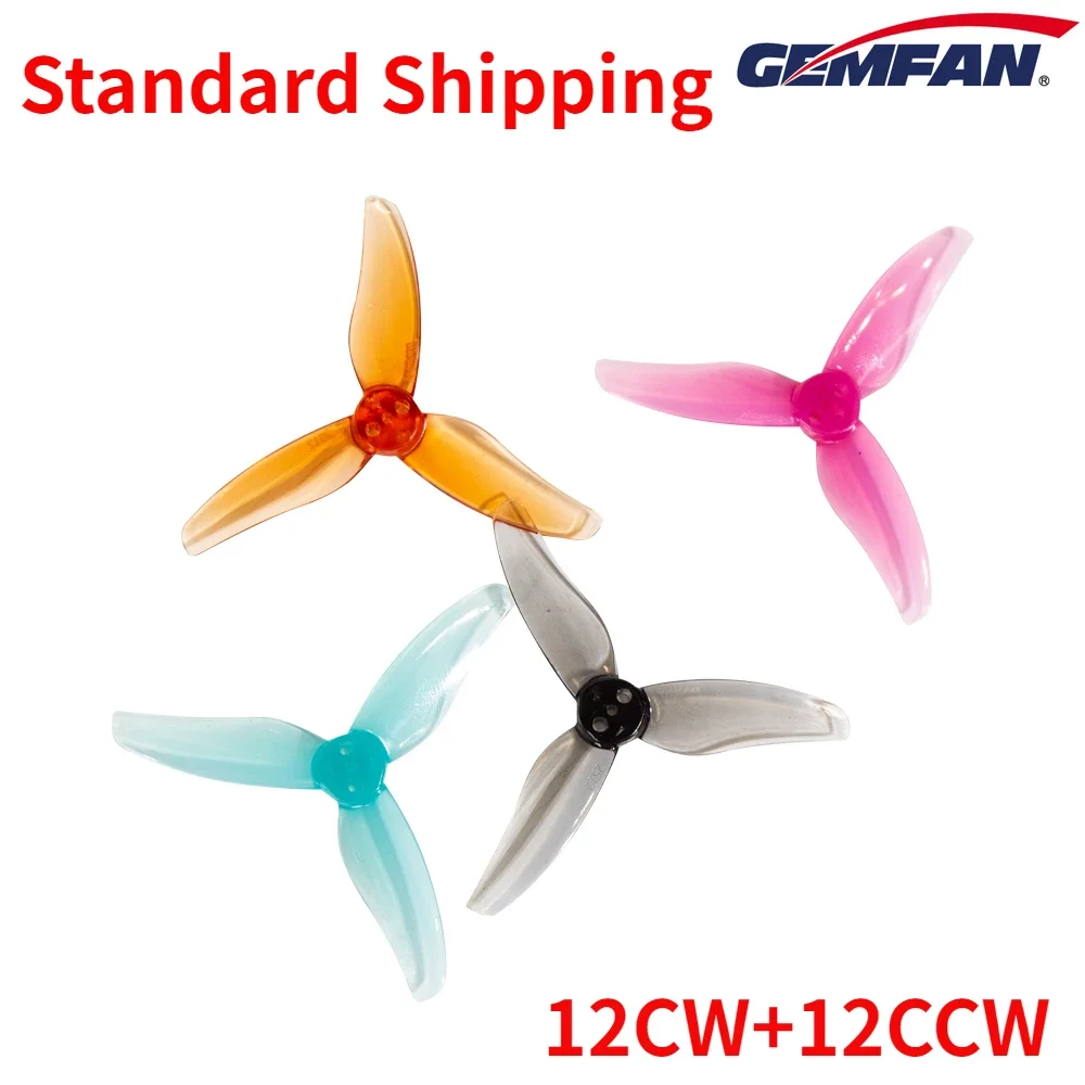 

12Pairs(12CW+12CCW) Gemfan Hurricane 2512 3-Blade Propeller 1.5mm (Random Color) for RC FPV 2.5inch Toothpick Drones