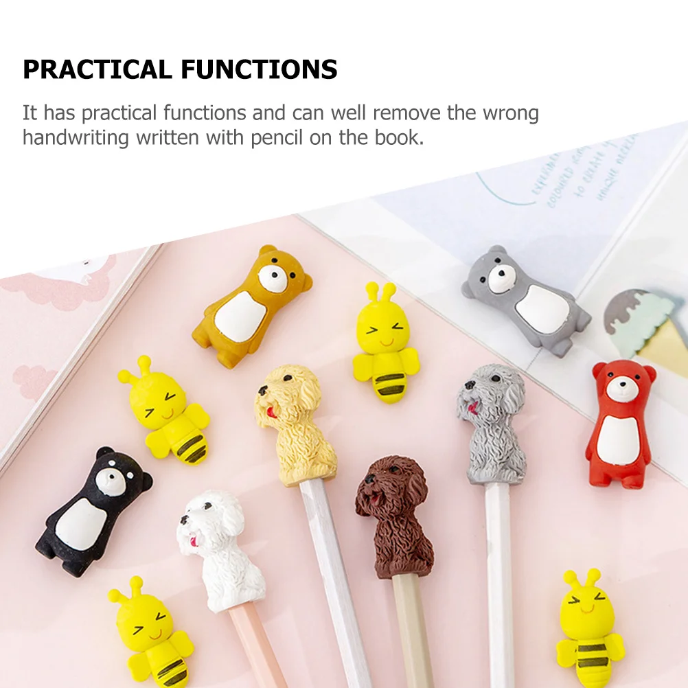 20 قطعة محايات قلم رصاص على شكل حيوان لطيف متعددة الوظائف محايات الطالب المحمولة للأطفال لوازم التعلم أدوات الرسم المكتبية