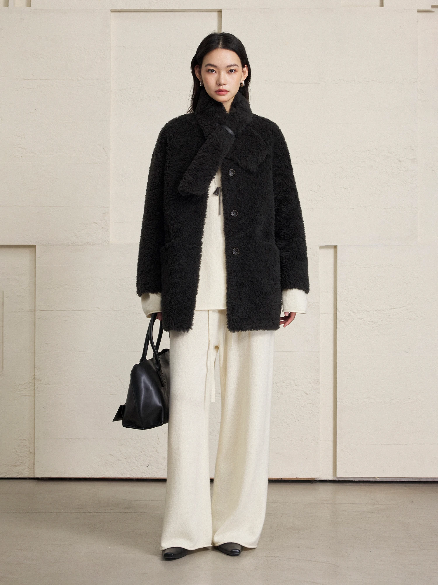 

CLMX Heavyweight High-densi 00 Wool Loose oulder Fall round Ne Jaet Scarf Faionable Women's ort Outerwear