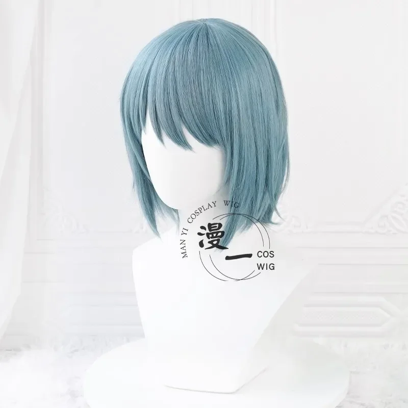 Anime Puella Magi Madoka Magica Cosplay Miki Sayaka Cosplay Wig Short Blue Sayaka Wigs Hairpin Heat Resistant Wigs Wig Cap