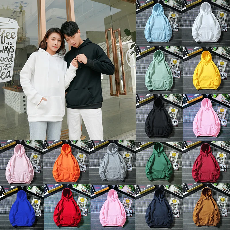 

Loose Plush Hoodie for Men and Women, Long Sleeved Sweaters, Monochromatic, European and American, Autumn and Winter