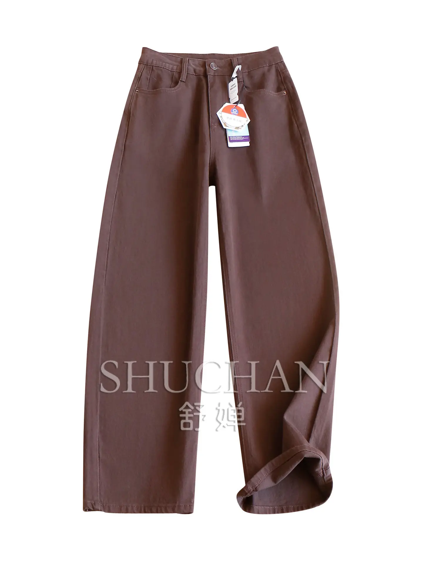 Retro French High-quality Xinjiang Long-staple Cotton High-waisted Wide-leg Sickle Jeans Women's 89W6