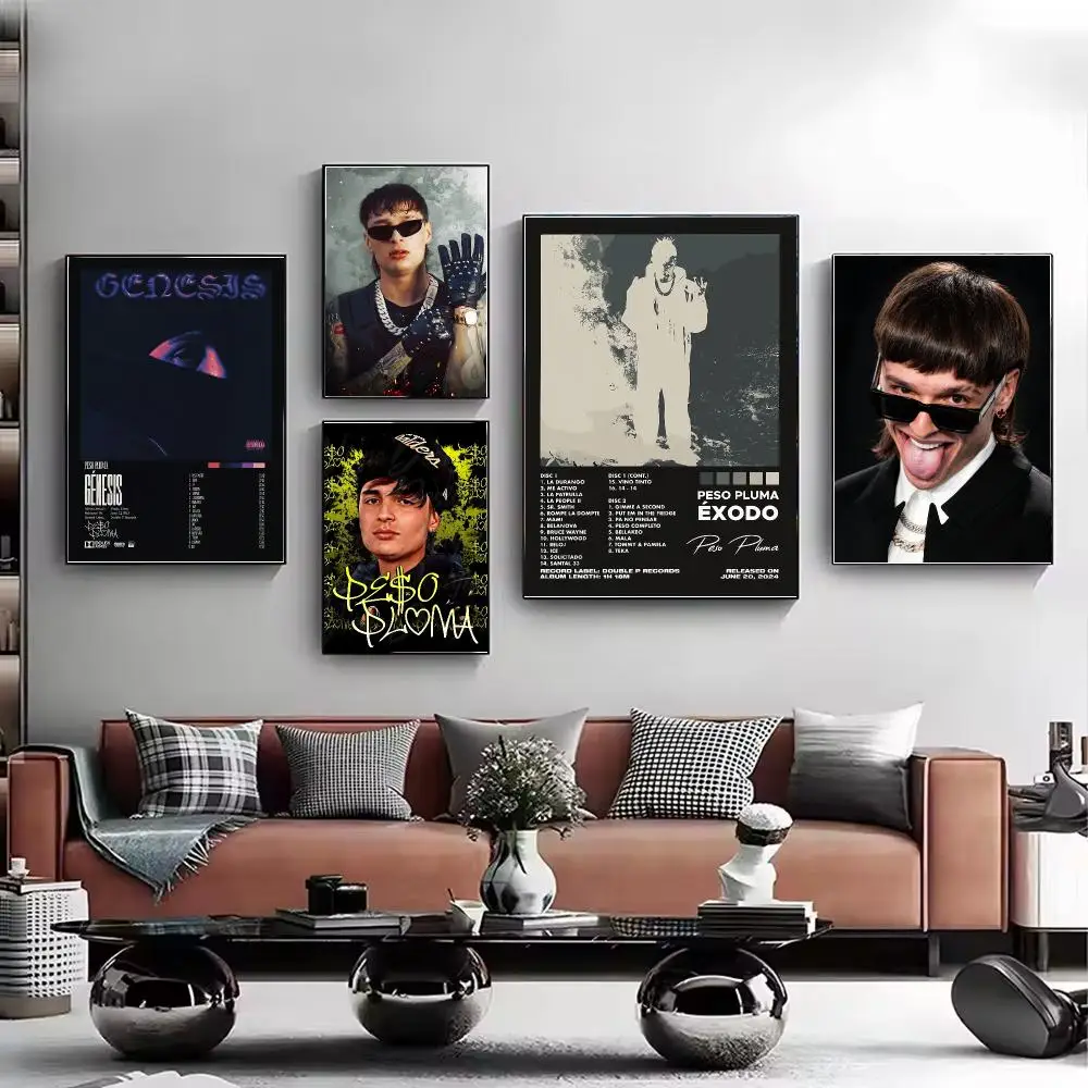 S-Singer Peso Pluma Exodo Poster Chic HD PP Paper Wall Art Living Room Bedroom Cafe Office Home Decor Gift