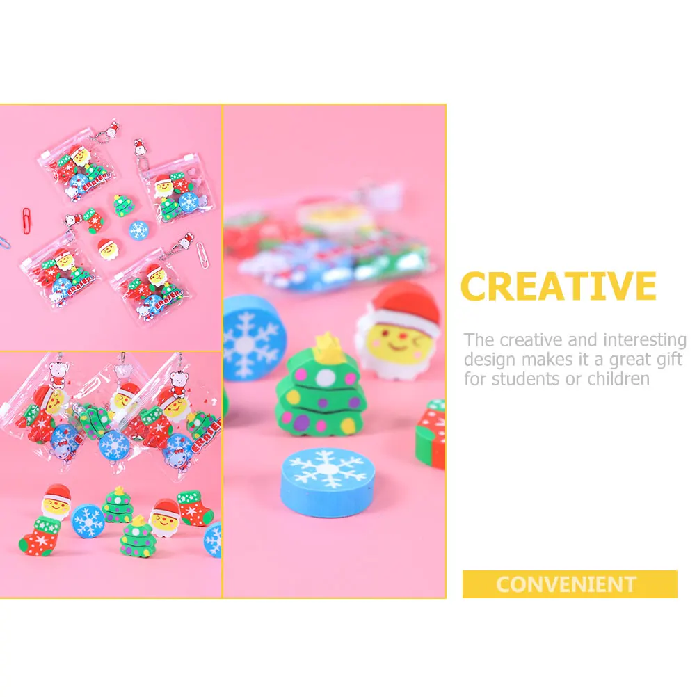 

40 Pcs Christmas Tree Eraser Erasers for Delicate Pencil School Supplies Bulk Portable Cute Mini Cartoon Holiday