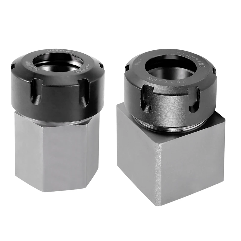 

ER32 Collet Chucks Block Set Of 2 Square And Hex Workholding Holder For CNC Lathe Engraving Machine