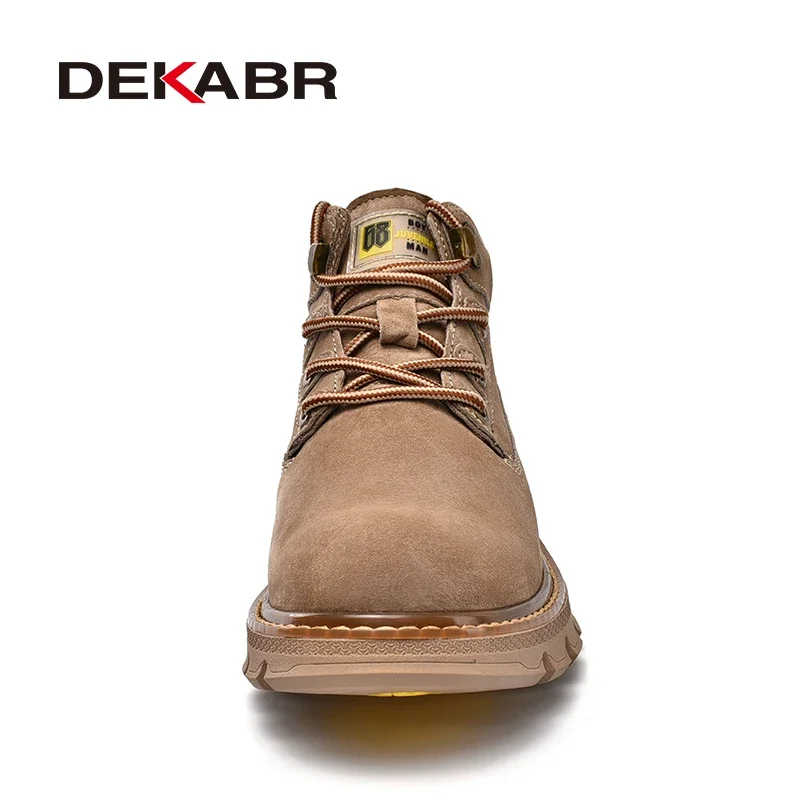 DEKABR Men\'s Boots Genuine Leather Soft Sole Comfortable Autumn Winter Ankle Boots Classical Outdoor Casual Shoes For Men