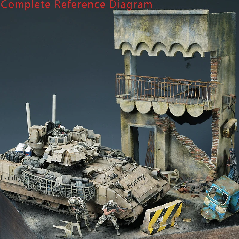 1/35 Model Scenario Suite DIY Handmade Materials Scenario Architecture Sandtable War Damaged Modern Buildings  Hobby Making