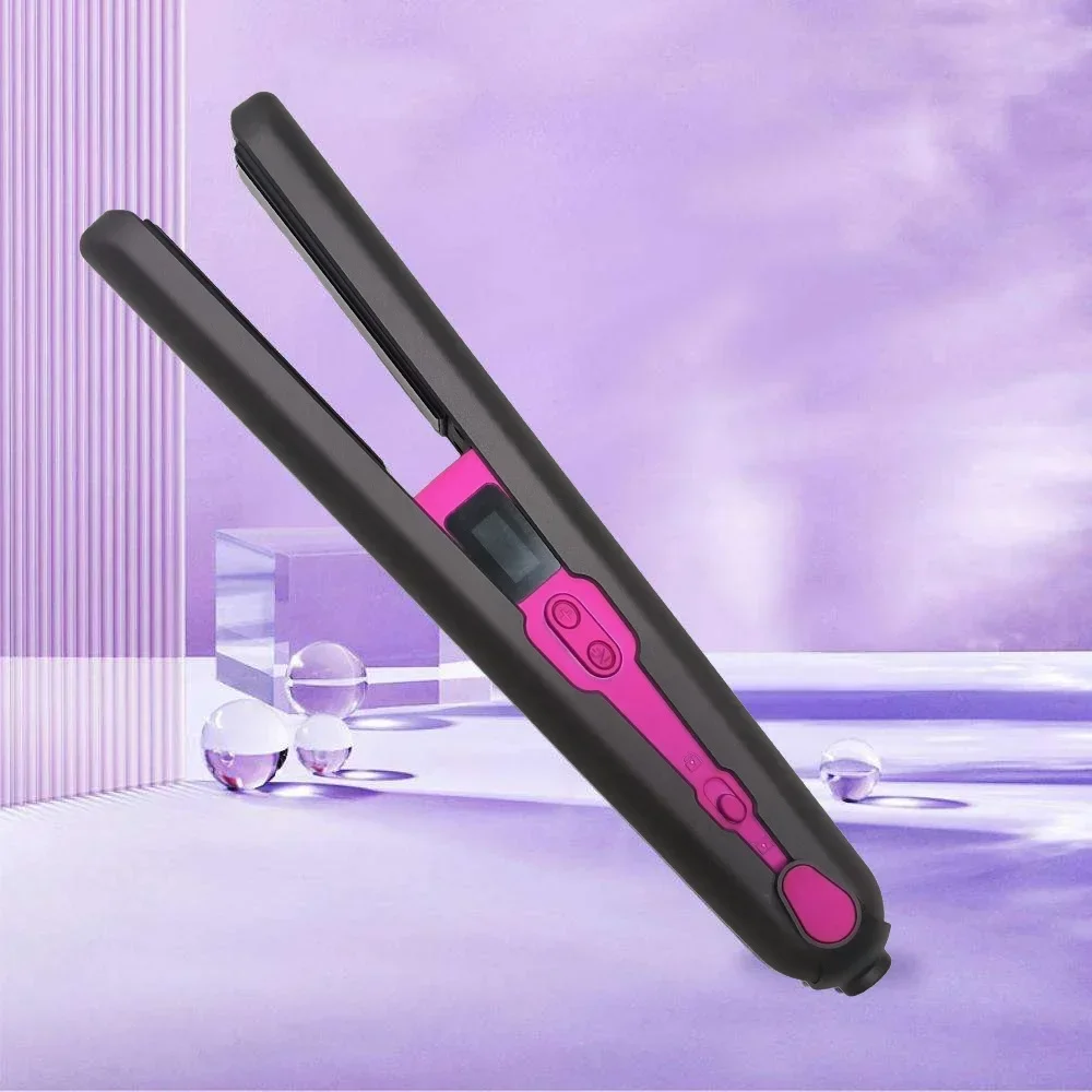 2 in 1 USB Cordless Hair Straightener and Curler Type-C Rechargeable Portable Styling Tool for Travel and Students