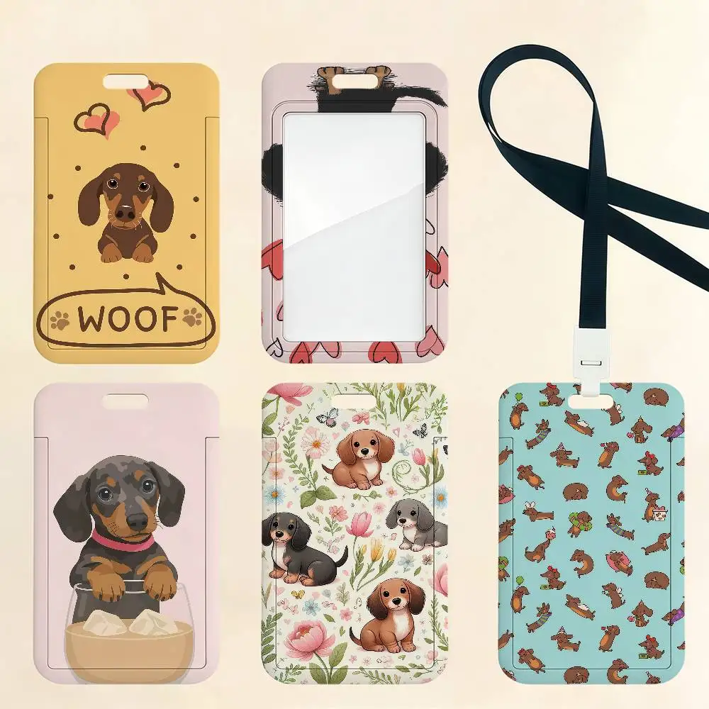 Cute Dachshund Cartoon Puppy Dog Card Holder Cardcase Bank C