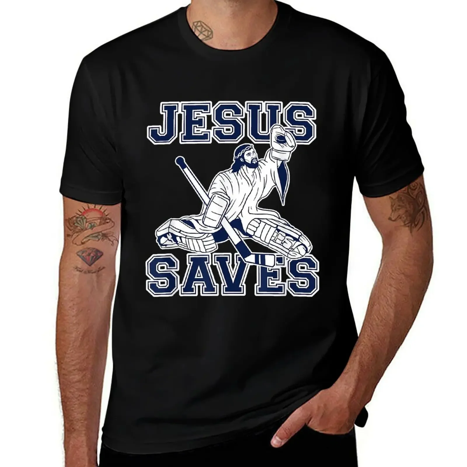 

Funny Hockey Shir - Jesus Saves Shir - Goalie Shir T-Shirt anime figures customizeds vintage t shirts mens t shirt graphic
