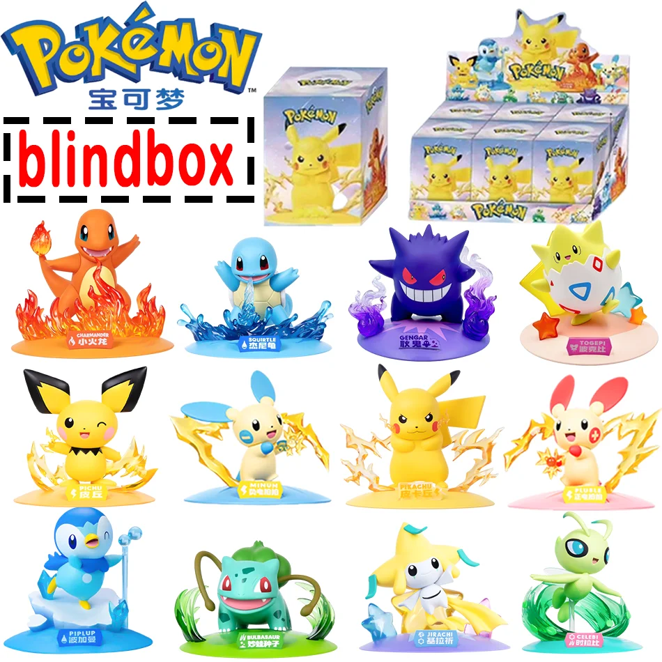 

12 Pok é mon Action Dolls Pikachu Blind Box Anime Models Desktop Decorations Pok é mon Toys Children's Birthday Gifts