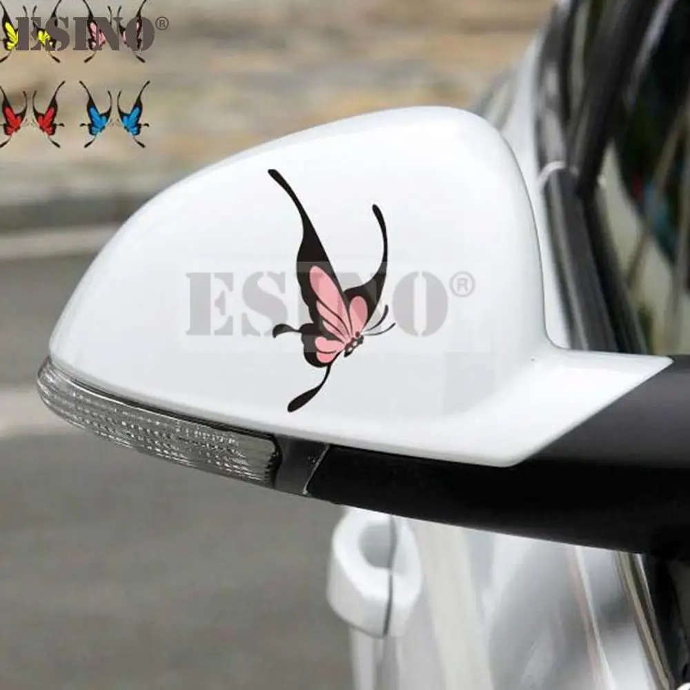 2 x Car Accessories Styling Creative Design Colorful Flying Butterfly Car Body Rear View Mirror PVC Stickers Decals Vinyls