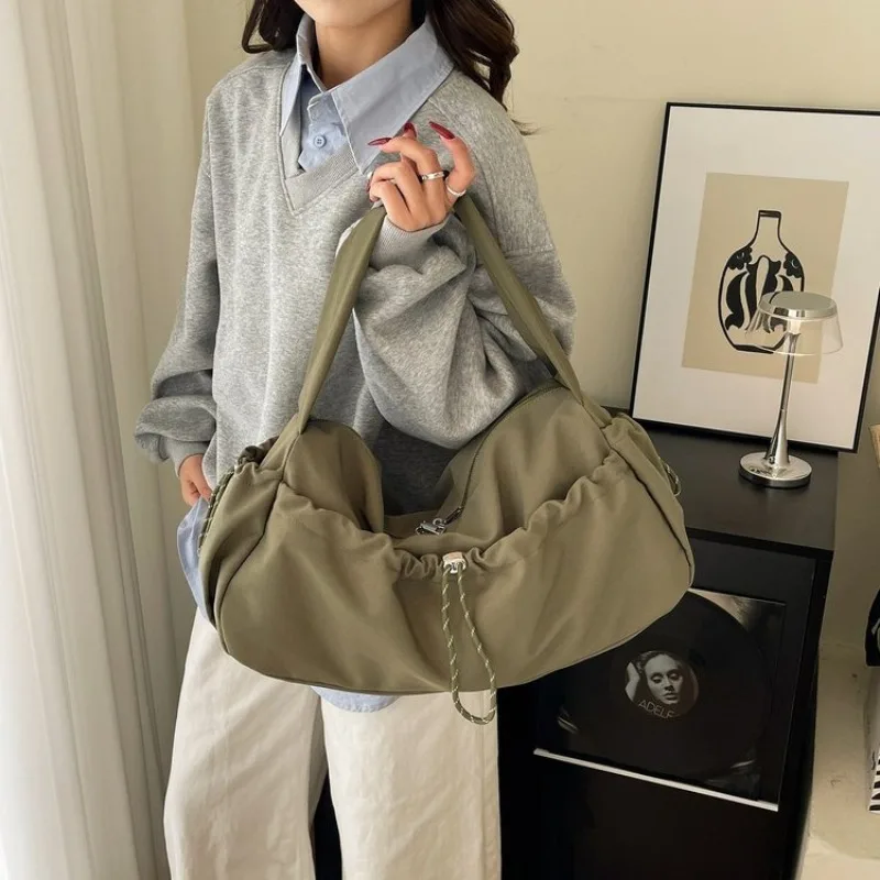 

Multi-color Nylon Shoulder Hobo Bag with Ruched Sides, Casual Style for Work Office Daily Commuting Shopping Travel Hand Bags