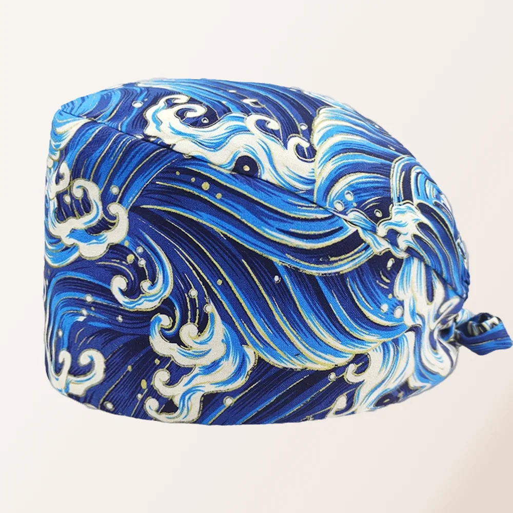 

Cloud Printing Man and Womens Scrubs Caps Pet Grooming Agency Work Scrubs Breathable Lab Hat Sgorro Enfermera Nursing Cap